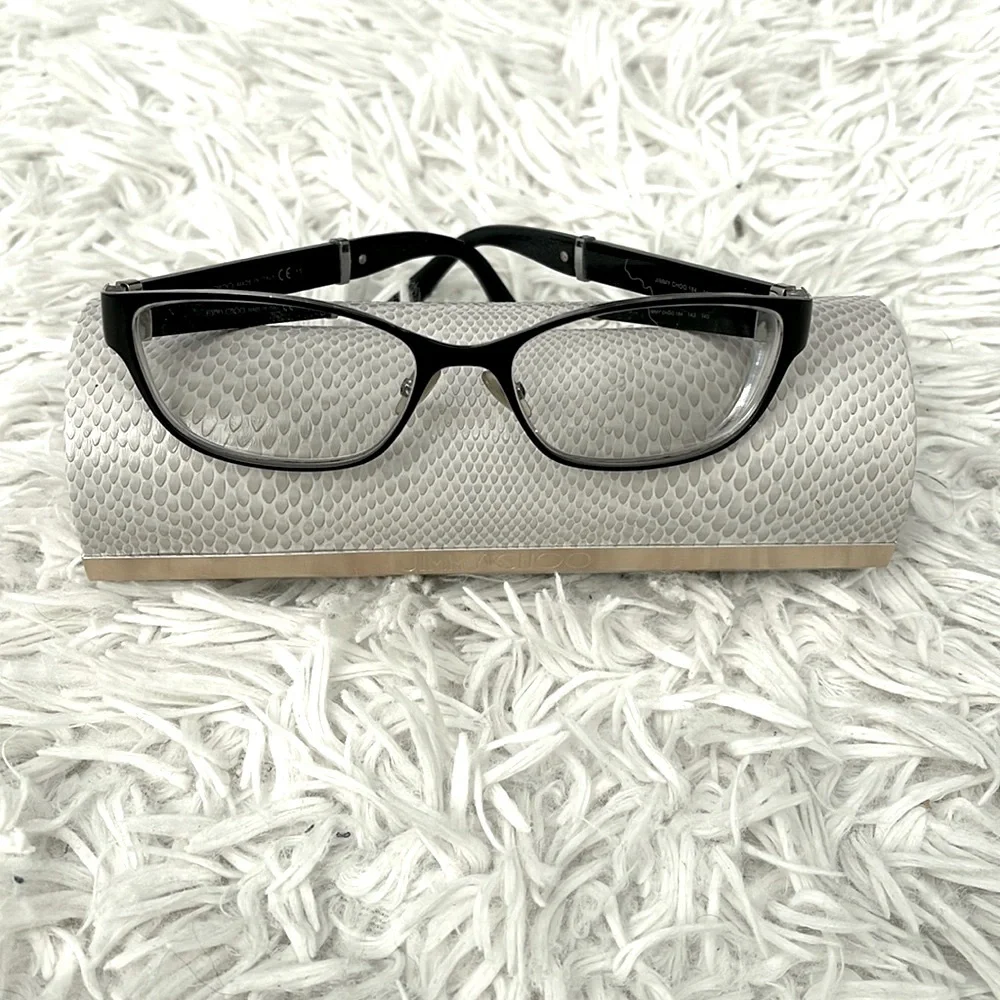 Jimmy Choo 184 1A3 140 Black Glitter Cat Eye Eyeglasses Frames Glasses